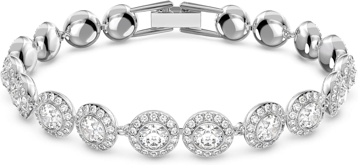 Swarovski Crystal Authentic Angelic All Around Set of Necklace, Bracelet and Earrings, White, Rhodium Finish- Women's Hypoallergenic Sparkling Jewelries - Nickel Free Crystal Jewelry Collection