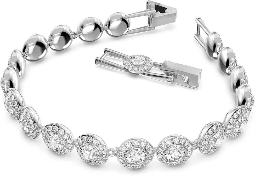 Swarovski Crystal Authentic Angelic All Around Set of Necklace, Bracelet and Earrings, White, Rhodium Finish- Women's Hypoallergenic Sparkling Jewelries - Nickel Free Crystal Jewelry Collection