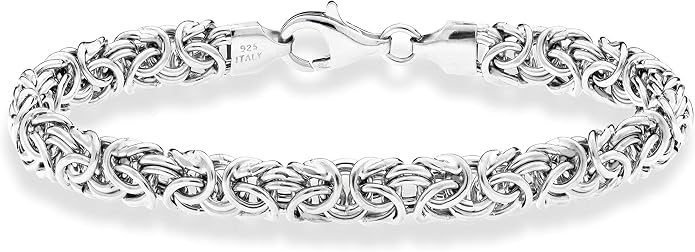 Miabella Italian 925 Sterling Silver Byzantine Bracelet for Women Fine Jewelry, Handmade in Italy