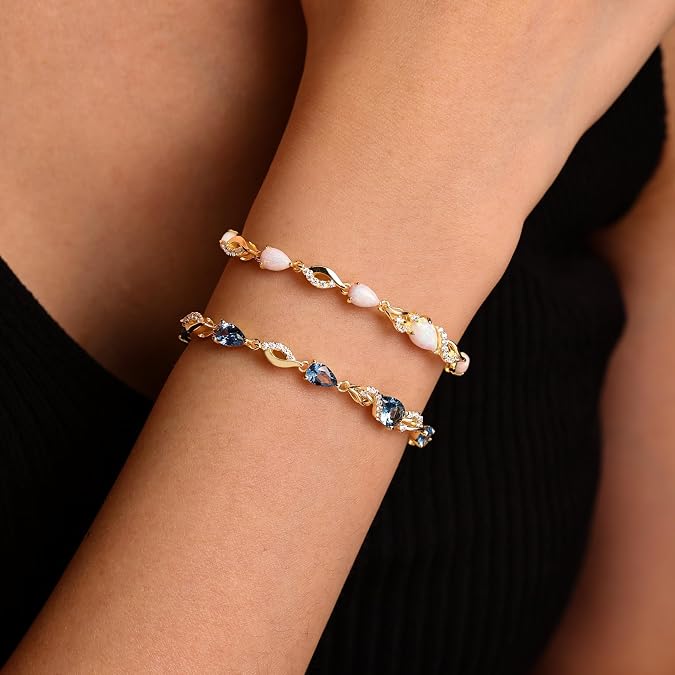 FANCIME Birthstone Adjustable Tennis Bracelet for Woen Tone Desiged Silver, Fit, Gift for HerFANCIME Birtd Sterling Silver, Adjustable Slider Fit, Anniversary Birthday Gift for Her