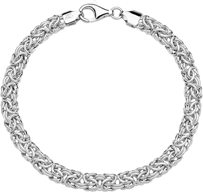 Miabella Italian 925 Sterling Silver Byzantine Bracelet for Women Fine Jewelry, Handmade in Italy